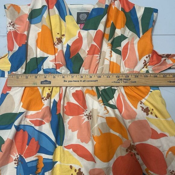 Vince Camuto Floral Midi Sundress Cream Yellow Orange Green Blue Size 14 - Picture 7 of 12